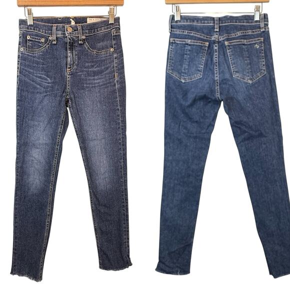 rag & bone Jeans Womens Size 26 (26x24) Blue Denim 10 Inch Ankle Skinny Crop Raw - Picture 1 of 10